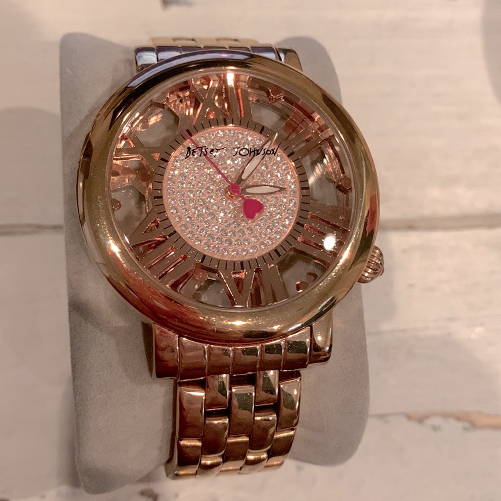Betsey Johnson Rose Gold Rhinestone Watch